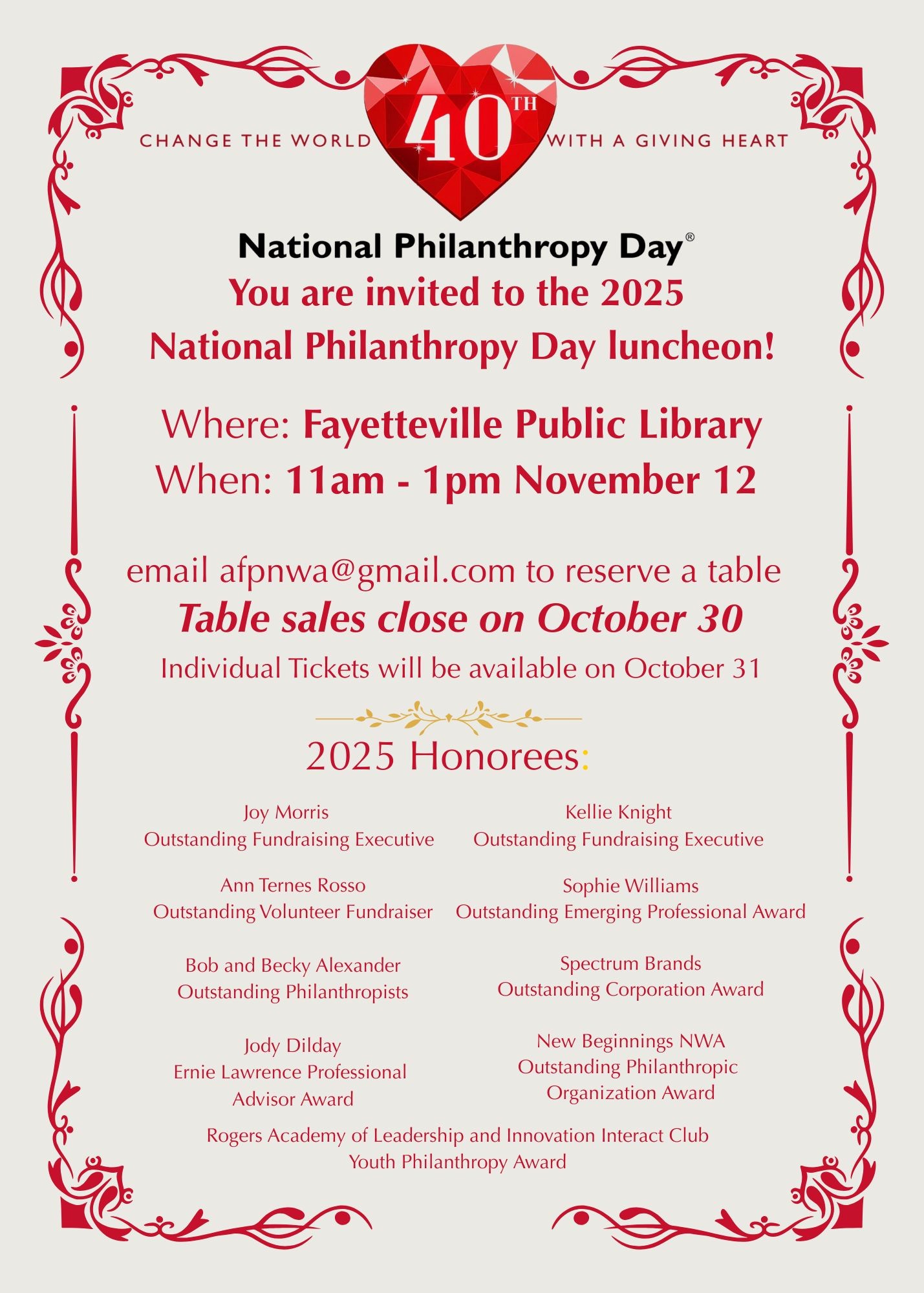 AR, NW chapter NPD event flyer