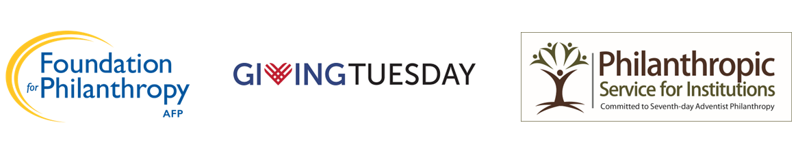 AFP Foundation for Philanthropy; Giving Tuesday; PSI Adventist logos