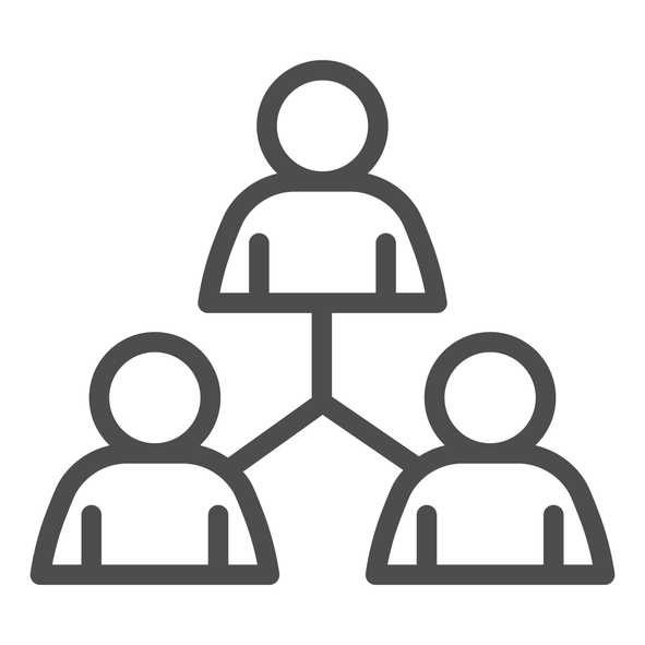 People community network line icon. Group of three people connection lines outline style pictogram