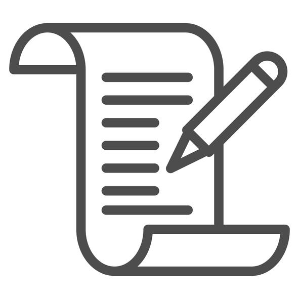 report and pen icon in outline style