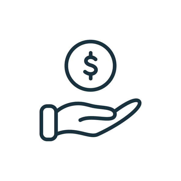 dollar sign over open hand icon