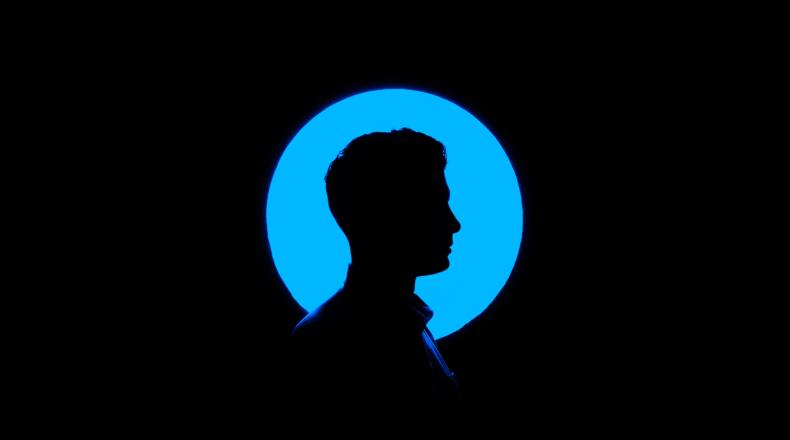 silhouette backlit with blue