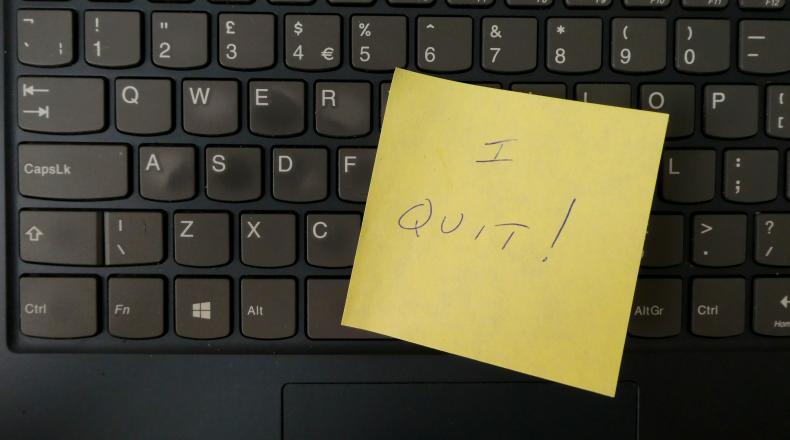 I quit note on keyboard