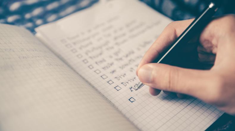 notebook with checklist