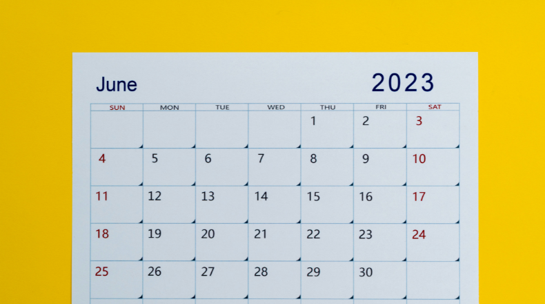 Calendar showing June 2023