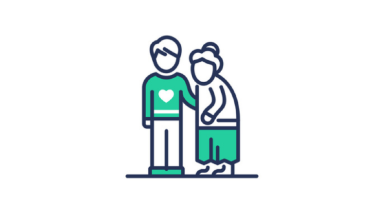Elderly People Help - modern vector line icon