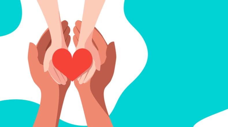 Red heart in the hands stock illustration