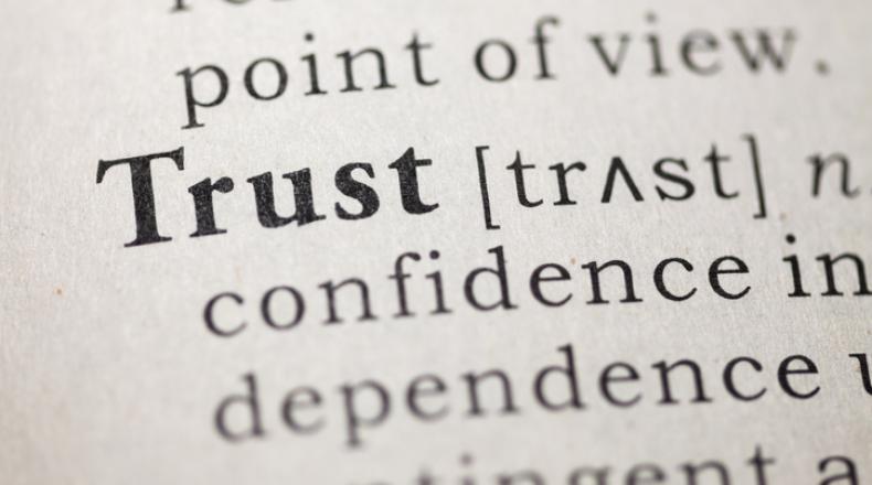 Trust dictionary entry stock photo