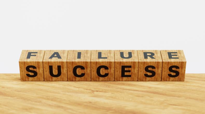 Wooden cubes changes word FAILURE to SUCCESS. 3d illustration stock photo