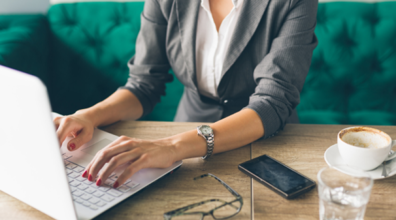 Woman working on her laptop