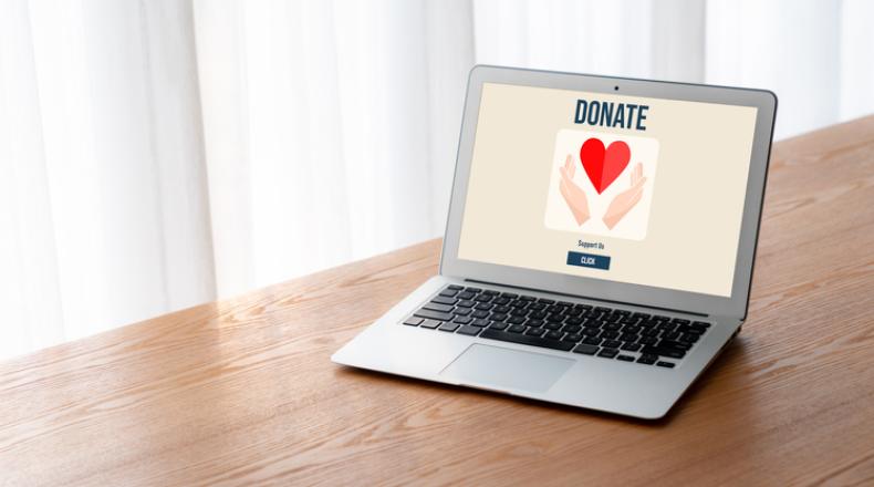 Online donation platform offer modish money sending system stock photo