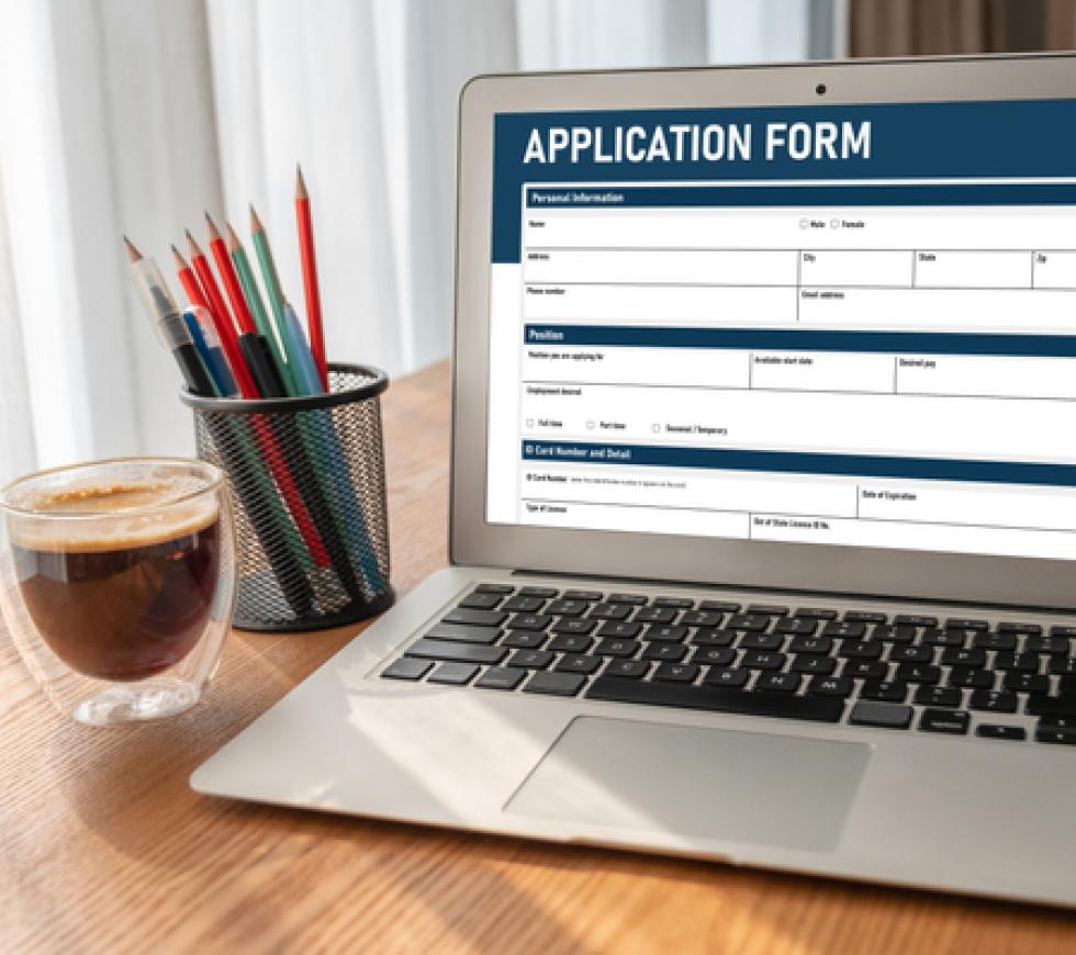 Online application form for registration stock photo