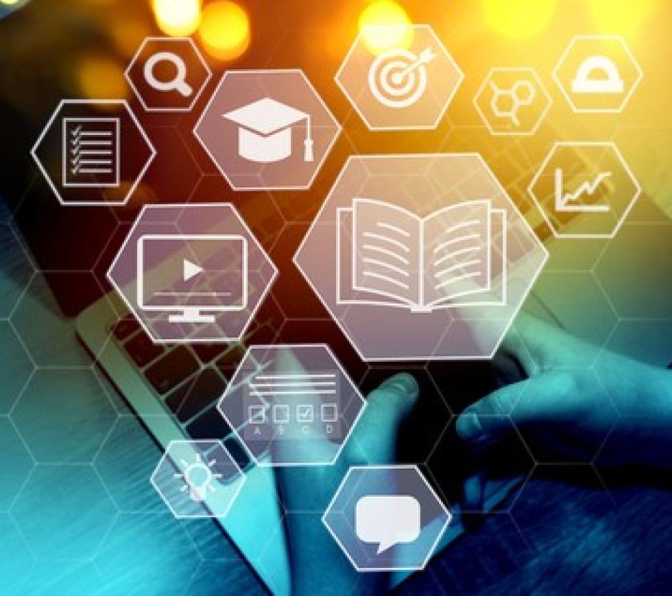 E-learning, education, online exam concept.