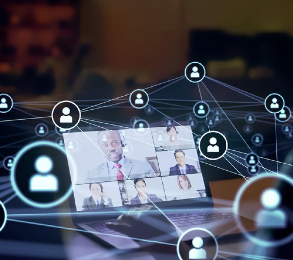 Video conference concept. Business communication network