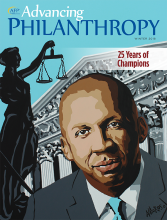 Front cover image of the Advancing Philanthropy Winter 2018 magazine issue