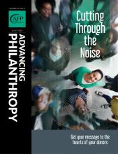 Advancing Philanthropy July 2026 cover with text and a photo of people