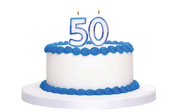 birthday cake with 50th candle