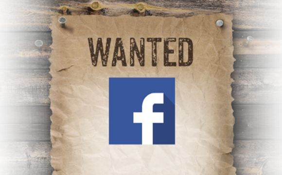 Wanted poster with the Facebook logo