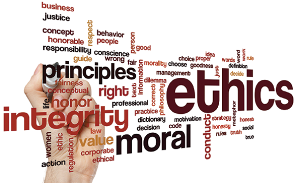 word cloud with integrity, ethics, principles, moral