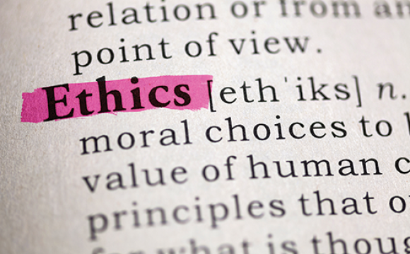 page with the word ethics highlighted