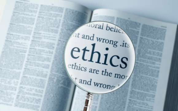 The word ethics under a magnifying glass