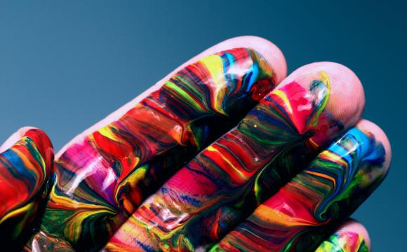 hands painted in multicolors