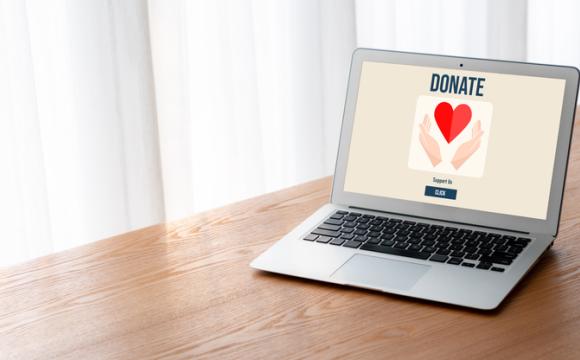 Online donation platform offer modish money sending system stock photo
