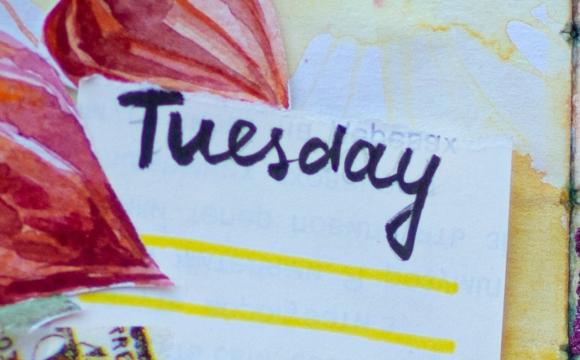 word Tuesday on lined notepaper