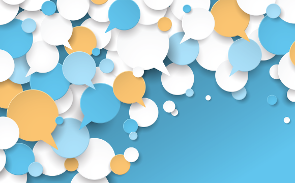 word bubbles with blue background
