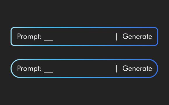 Generative AI neon prompt bar user interface stock illustration