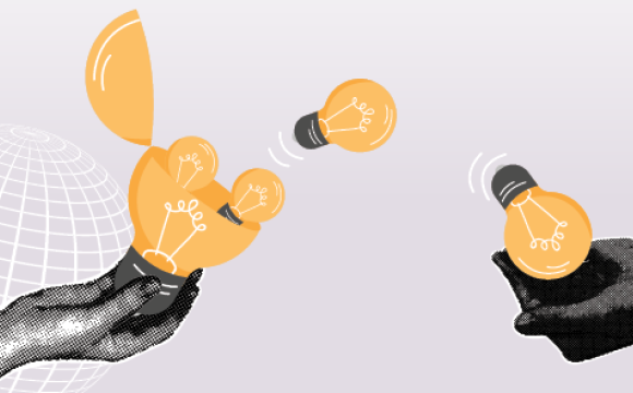 black hands holding lightbulbs with a purple background
