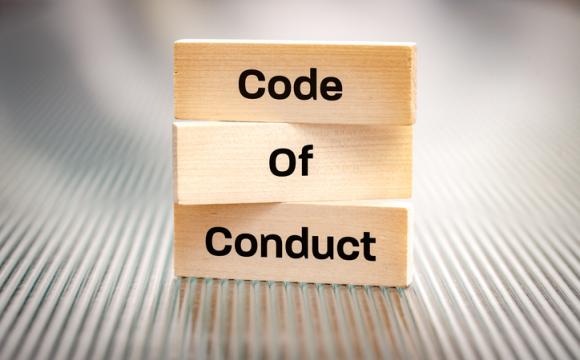 Business and code of conduct concept, sets wooden blocks with words Code of conduct.