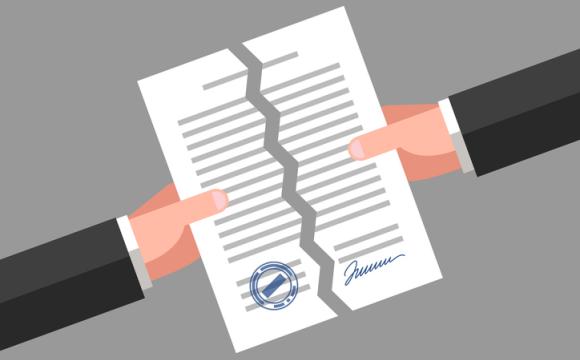 Torn document. Cancellation of contract or agreement stock illustration