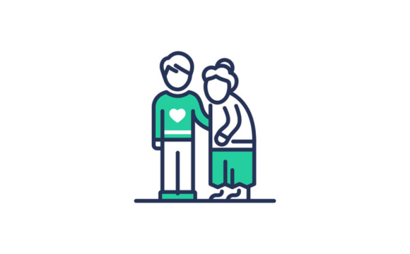 Elderly People Help - modern vector line icon