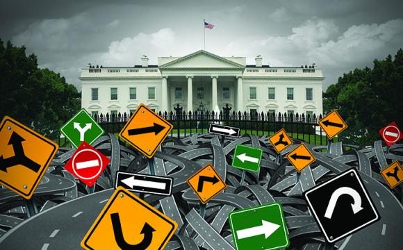 white house with signs