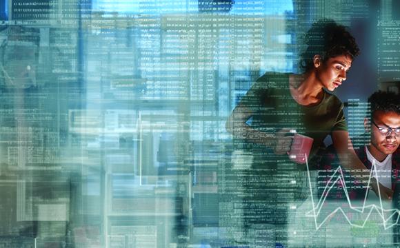 people looking at data