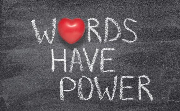 Words have power heart stock photo
