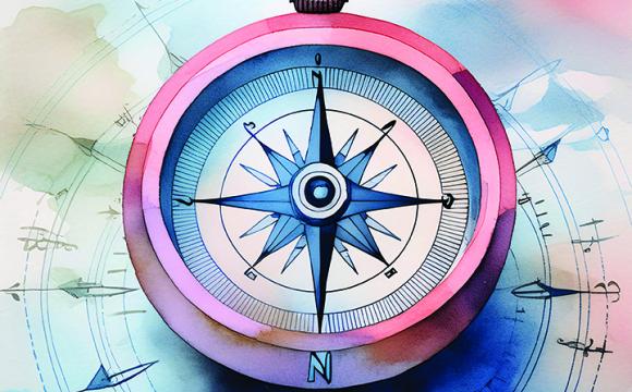 colorful compass with multiple colors in the background
