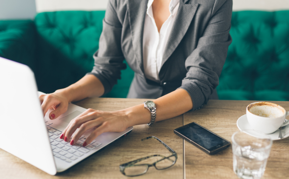 Woman working on her laptop