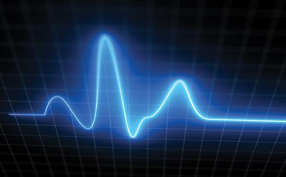 blue line going up and down on a black background