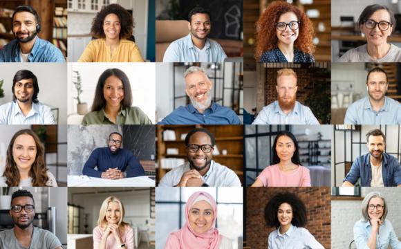 virtual meeting of multiracial work team