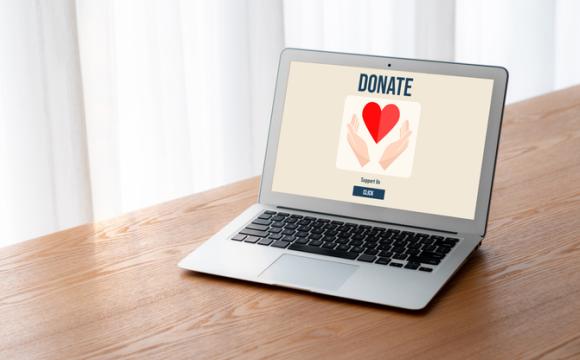 Online donation platform offer modish money sending system stock photo